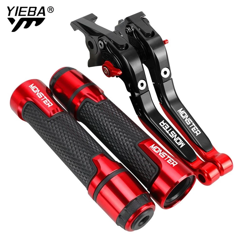 FOR DUCATI 750 M900 900 Monster Dark Metallic MonsterS 1000MonsterS Motorcycle Adjustable Brake Clutch Levers Handbar Ends Grips