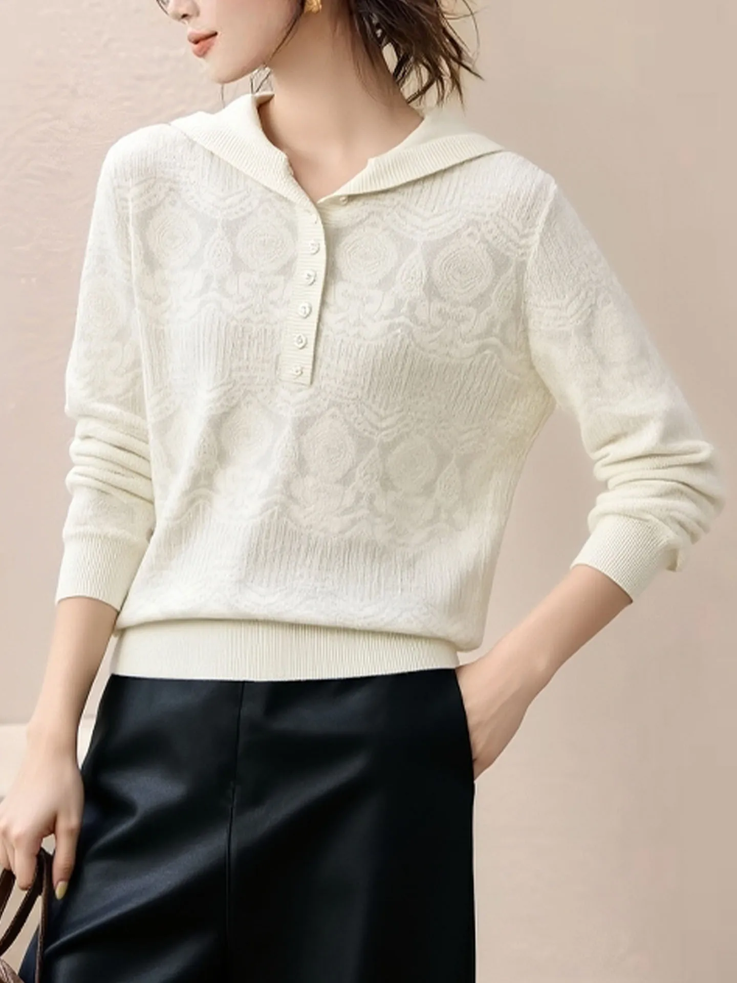 Trendy Long Sve Knitted Hat Design Hoodie Women's Base Layer irt Faionable Versatile Korean Sle Commute Woolen Top