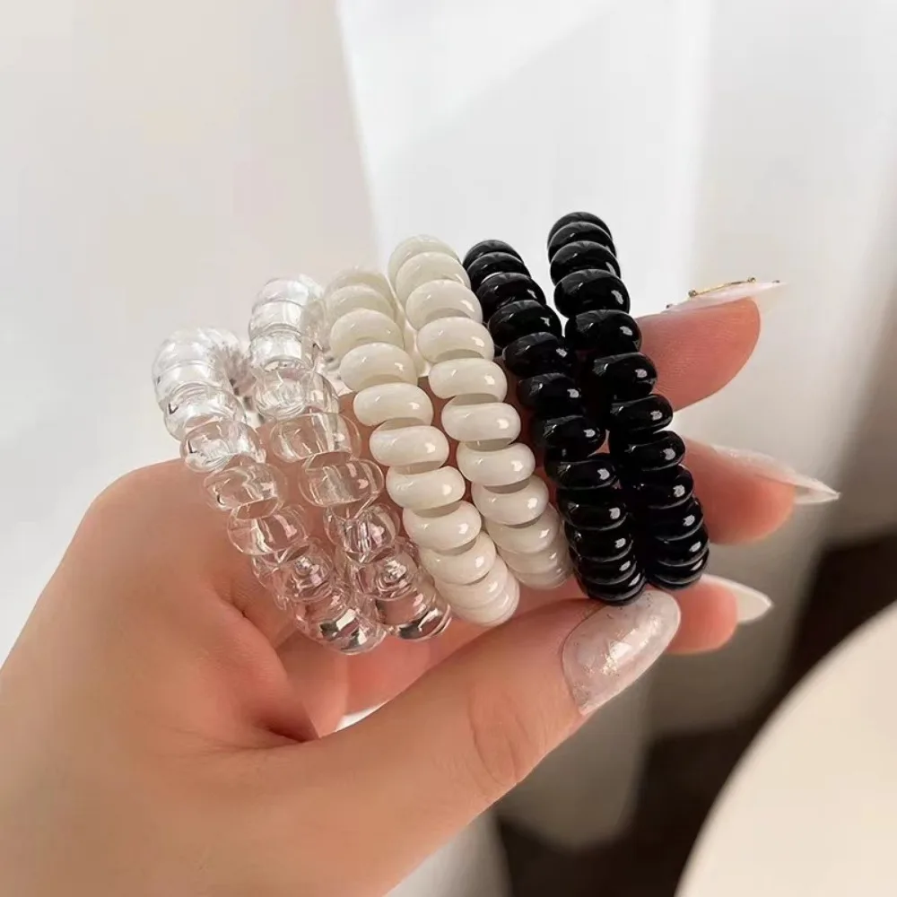 5pcs Elastic Spiral Hair Ties Telephone Wire Cord Hair Ring Styling Hair Accessories