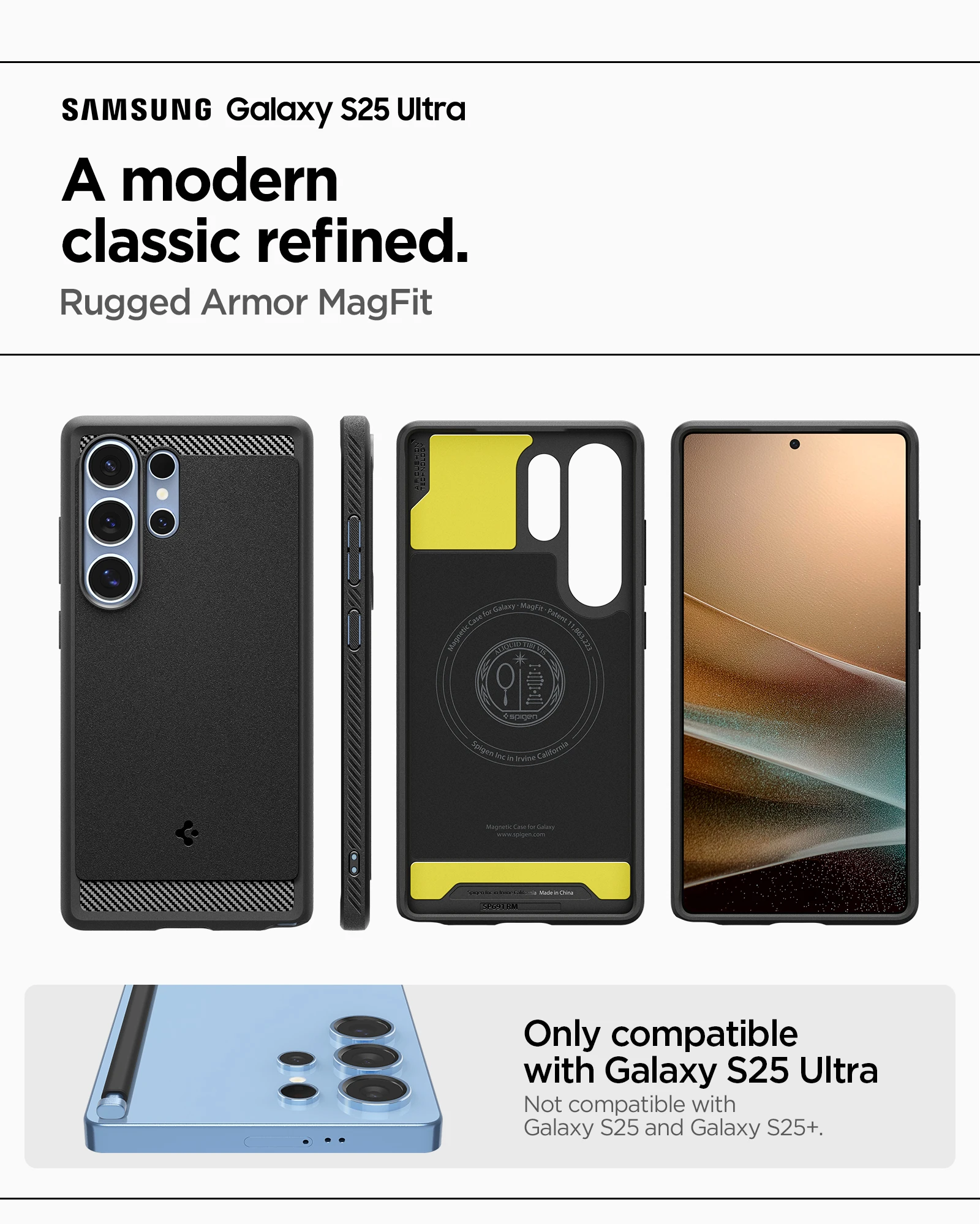 Etui Spigen Rugged Armor MagFit do Samsung Galaxy S25 Ultra [Szybkie Ładowanie Bezprzewodowe/Magnes dla Galaxy] — zdjęcie produktu 2