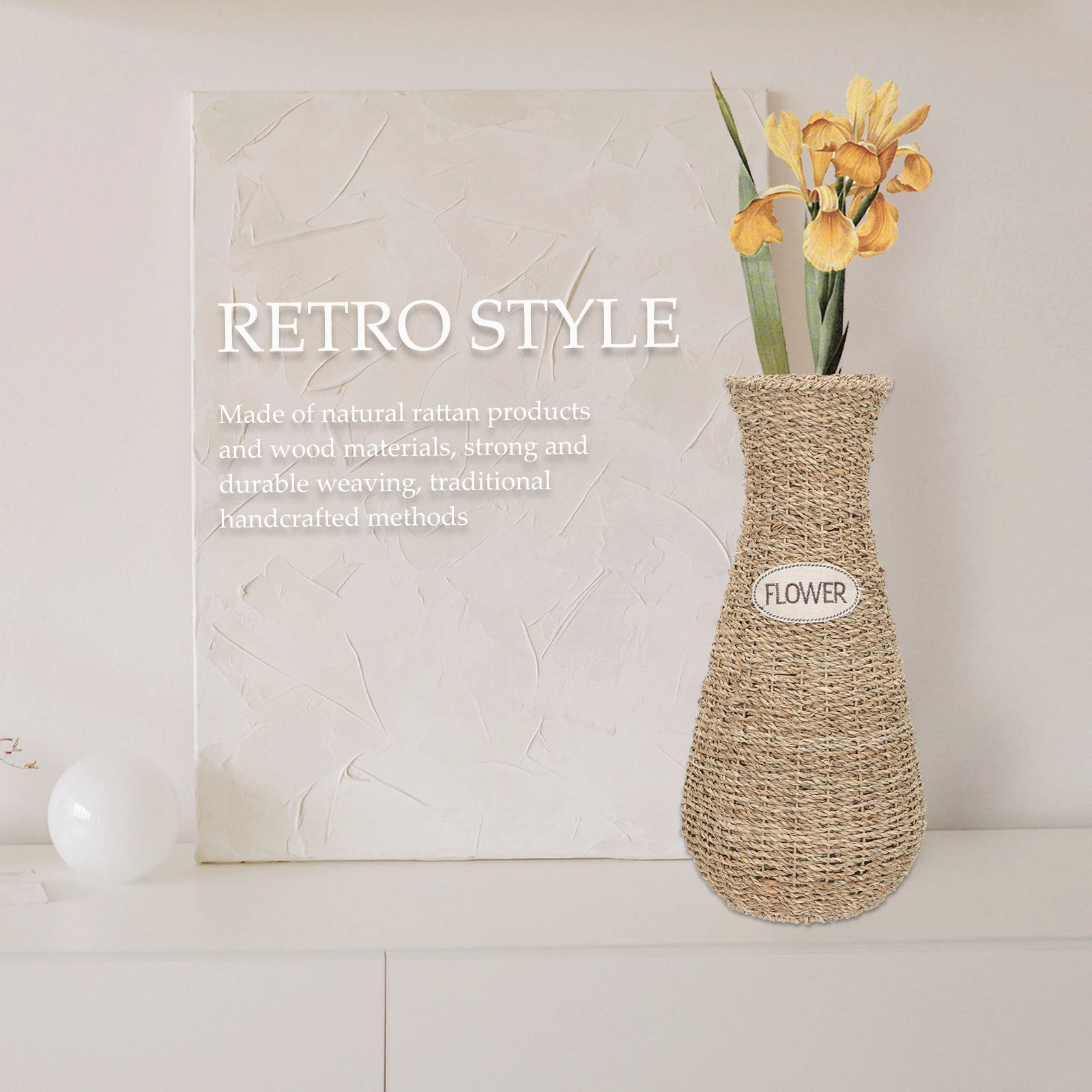 

Creative Rattan Woven Flower Vase Decorative Art Vase For Home Office Bedroom Desktop Floor Standing Dried Flower Arrangement