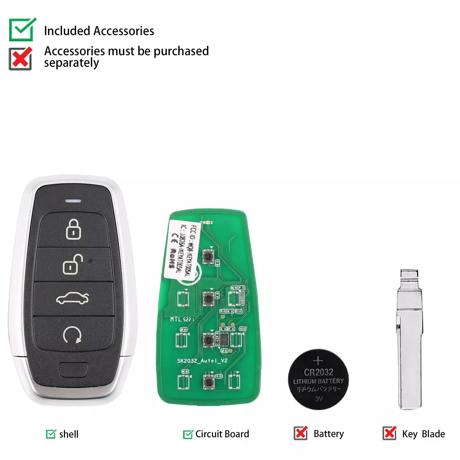 AUTEL IKEYAT004EL Independent Car Smart Key 4 Tasten Universal
