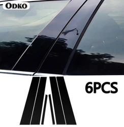 6Pcs Car Window Pillar Posts Cover Trim for Honda Civic 2006-11 Center BC column stickers For Honda Civic 2006-11 Mirror effect