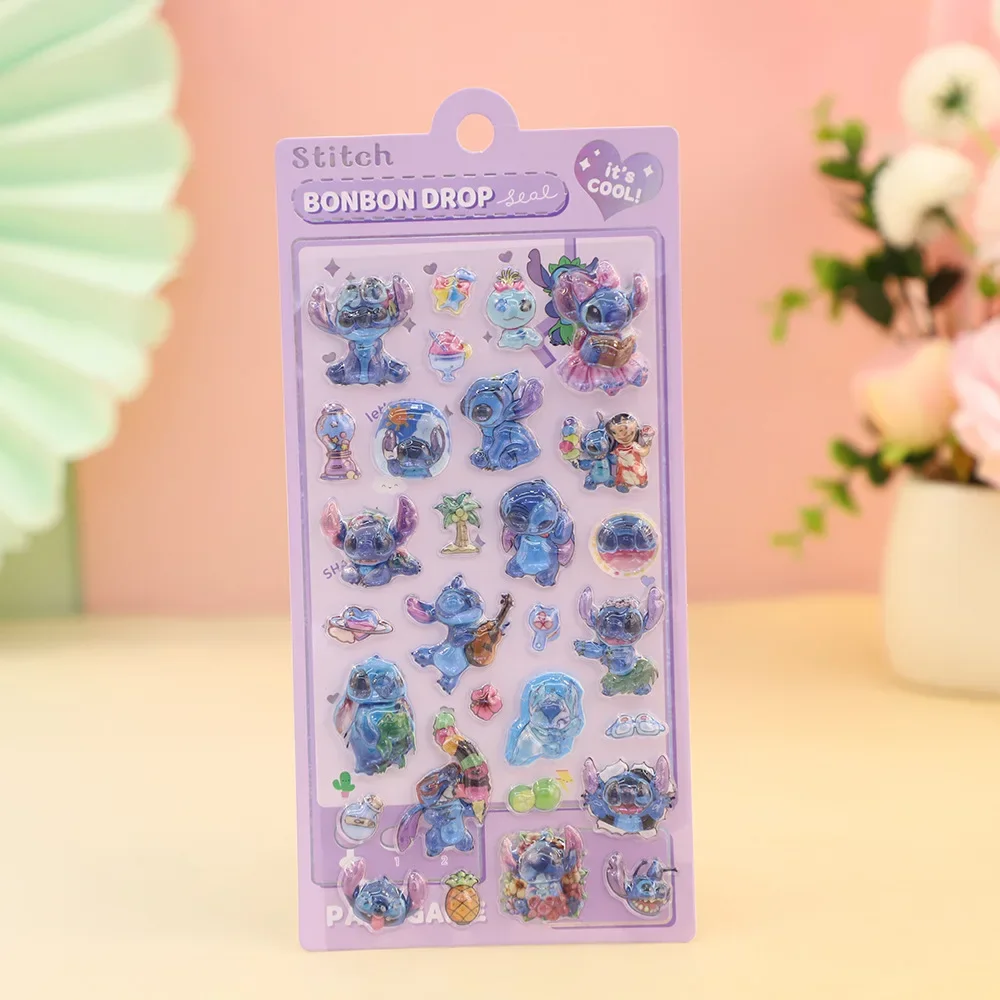 2025年新作 スティッチ 3D立体レリーフ ピンナップ風 クリスタルステッカー 子供 女の子向け 漫画風 デコレーションステッカー