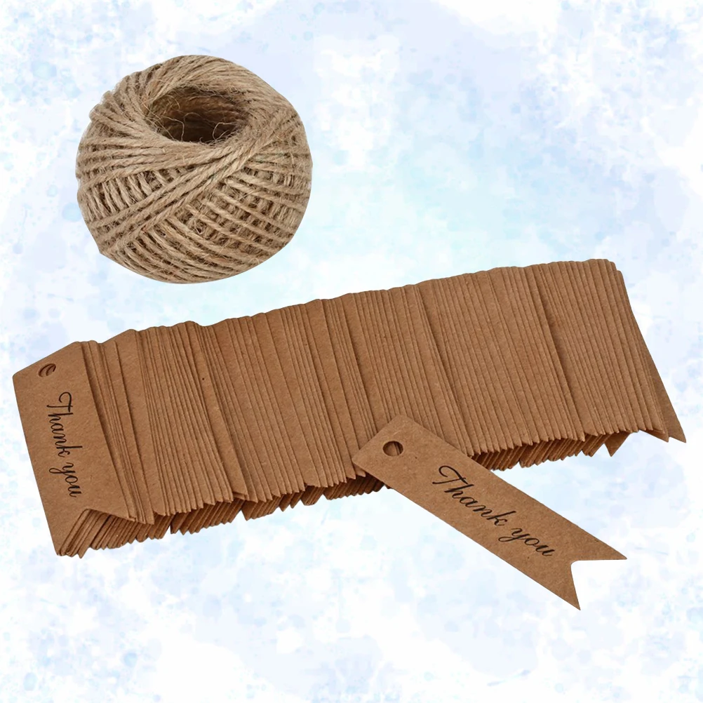 100Pcs Kraft Paper Thank You Tags Fish Tail Scalloped Shape DIY Gift Cards Wedding Favor Gift Tags Craft Paper