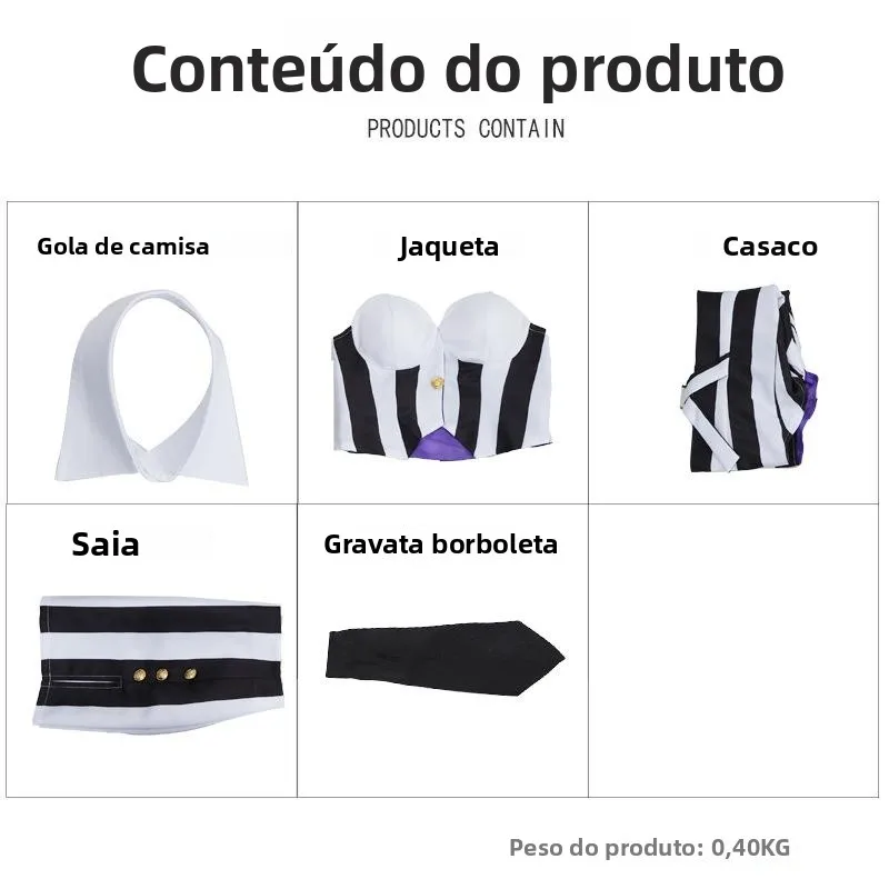 

Halloween Ghostly Great Wizard Cosplay Stage Performance Costume Black And White Striped Skirt Bug Juice Pattern