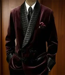 1 Piece Long Men Suit Jacket for Wedding  Shawl Lapel Velvet Smoking Suit Blazer for Dinner Party Coat Ready to Ship