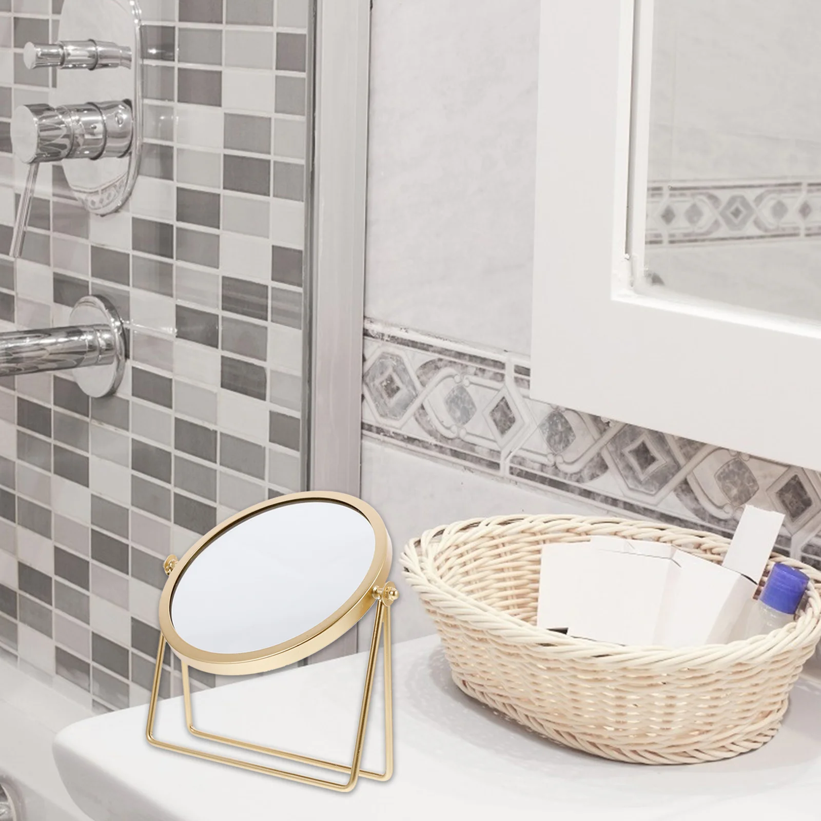 Mirror Round Swivel Mirror for Table Desk Desktop Countertop Up-Close Grooming Makeup Application