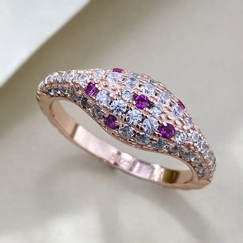 Fashionable Jewelry S925 Silver Ring with Zircon Inlaid Temperament Fashion Ring Boutique Versatile Women's Jewelry