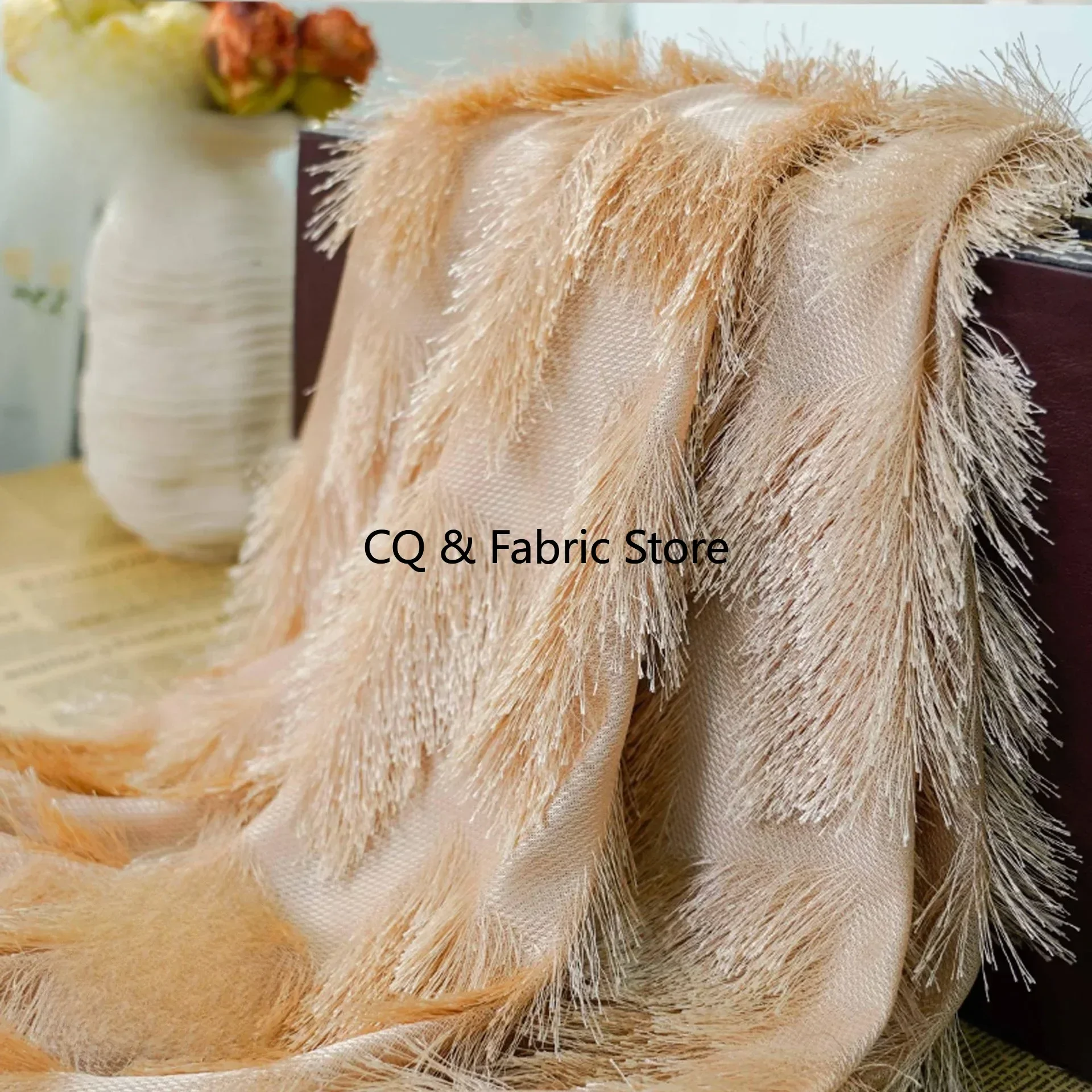 

Модная дизайнерская ткань с разноцветной длинной бахромой и тисненым узором для шитья и одежды