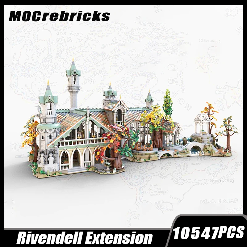 MOC-149444 Famous Building 10316 Rivendell Extended Castle Modular Building Block Assembly Model Brick Toy Children\'s Gifts