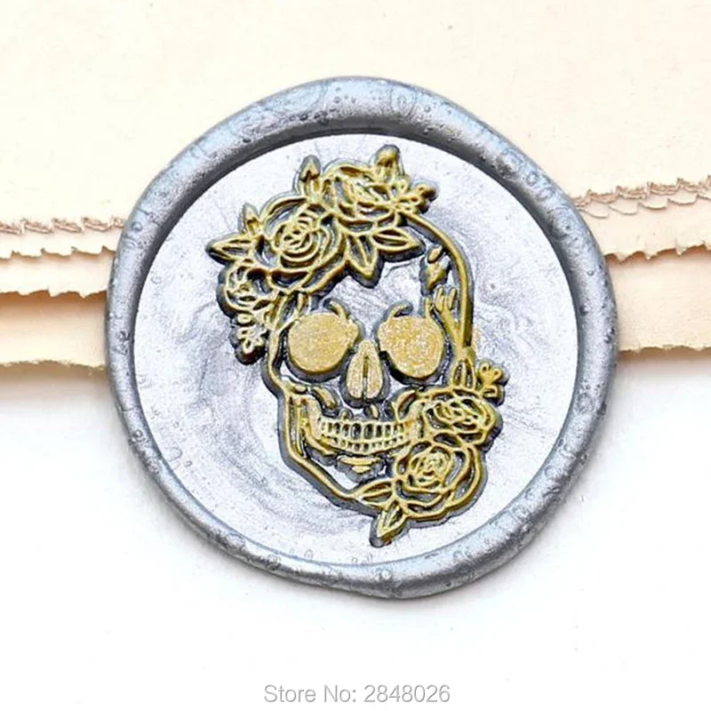 

Штамп с печатью черепа розы, штамп с растениями, набор штампов с сургучной печатью для вечеринки, свадебные приглашения, подарочная упаковка для женщин