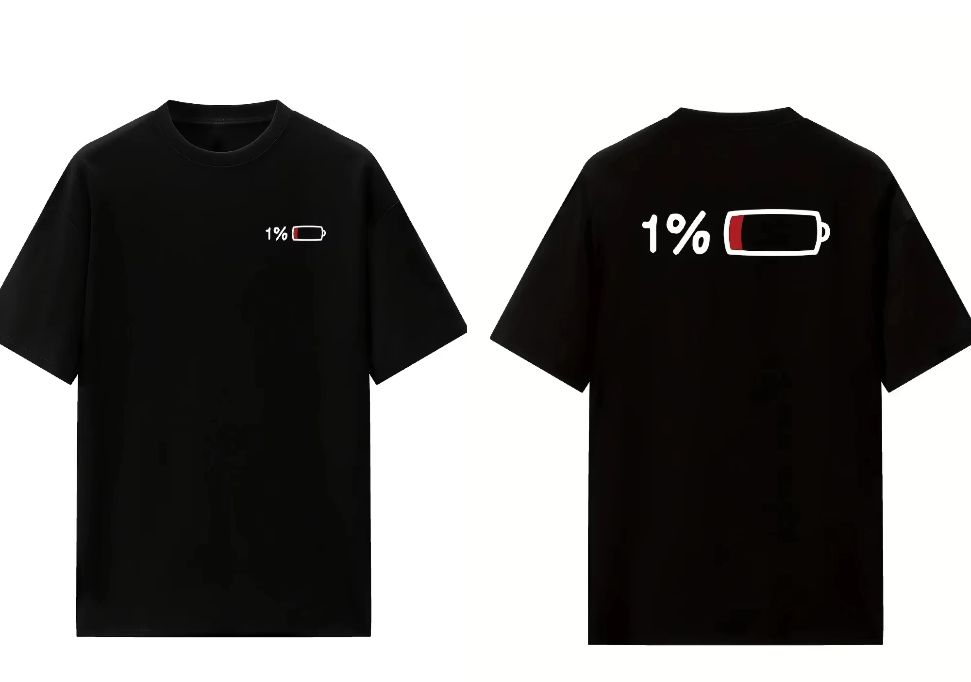 2026 Summer Casual Elegant Fashion Cotton T-Shirt for Men and Women, Featuring 1% Battery Pattern Print