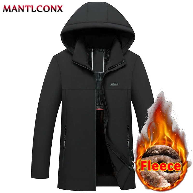 L-3XL Hooded Men\'s Winter Jacket Coat Fleece Lining Warm Snow Ski Working Coats Outdoors Windbreak Parkas with Zipper Pockets