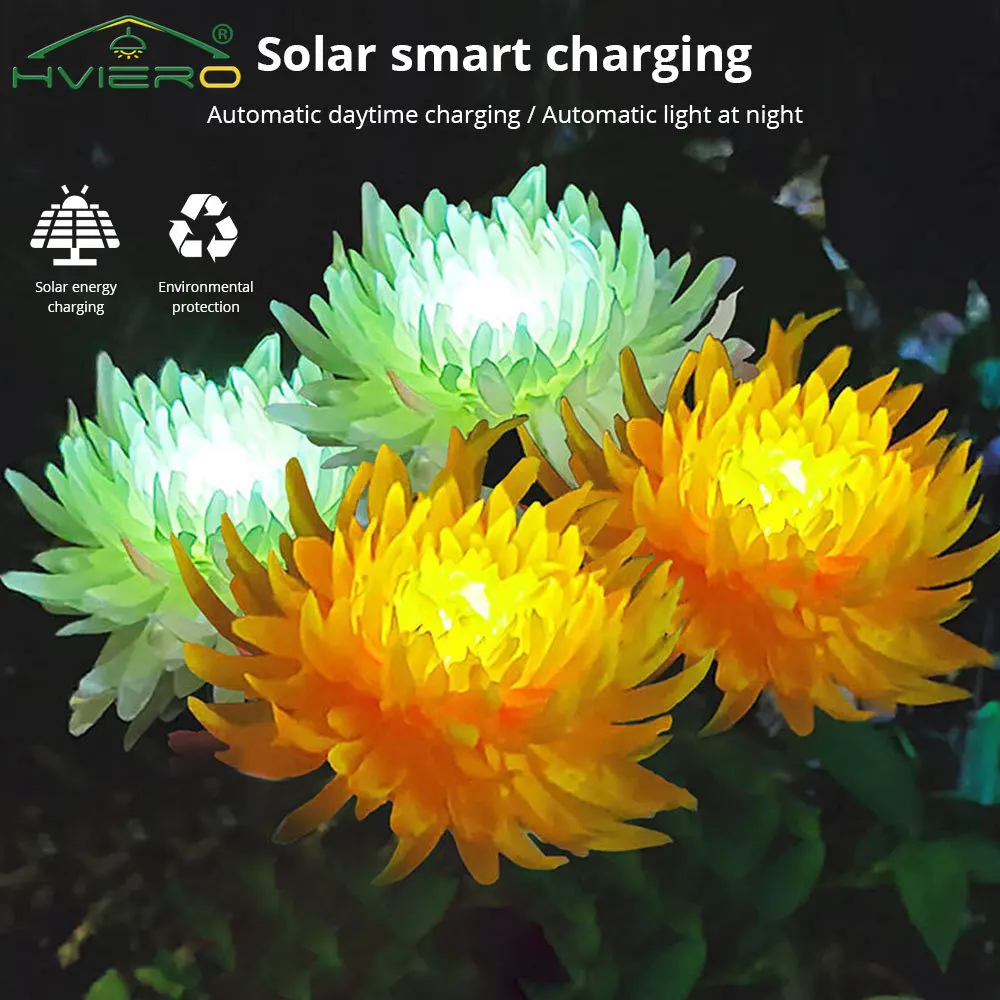 

LED Solar Garden Chrysanthemum Light Artificial Simulation Flower Outdoor Balcony Post Home Decoration Lamp Lawn Park Courtyard