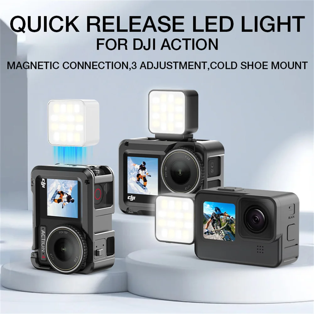 

VRIG Magnetic Fill Light for DJI Pocket 3 Action 5/4/3 Gimbal Stabilizer Shooting Cold Shoe Selfie Light Action Camera Accessory