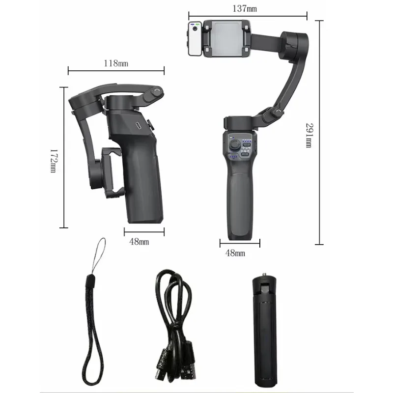 F11 Handheld Gimbal Stabilizer with AI Face Tracking & Tripod for Smartphones 360 Degrees Smart Selfie