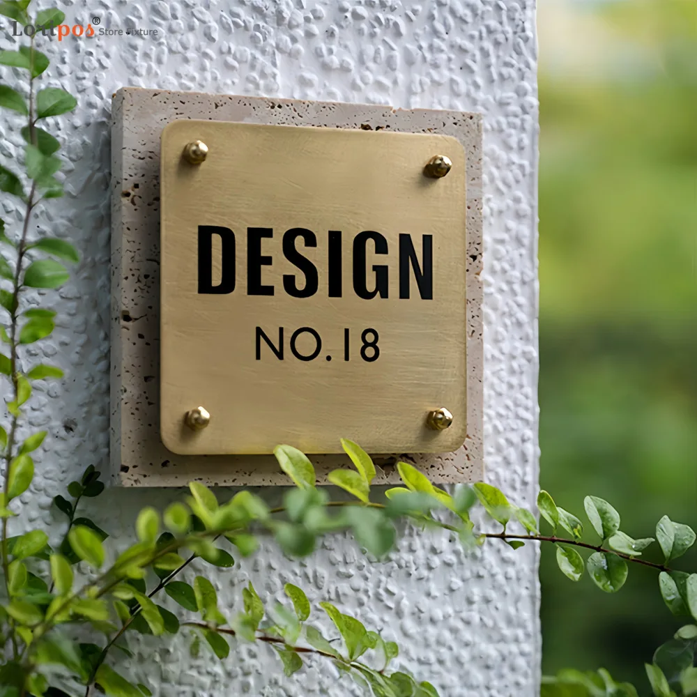 Geeignet für Hotels, Wohnungen, Bürogebäude, Studentenwohnheime und öffentliche Einrichtungen, Türschild, individueller Messing-Naturstein – Detail 1