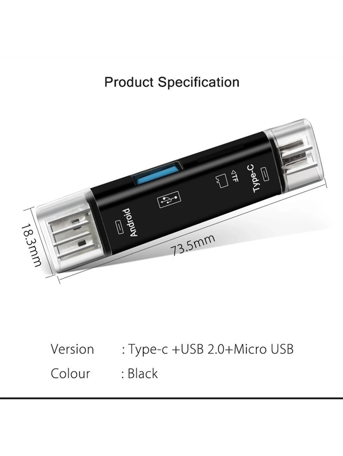 5 in 1 Multifunction USB 3.0 Type-C/Usb /Micro Usb/Tf Memory Card Reader High-speed Computer OTG Card Reader Adapter Cardreaders