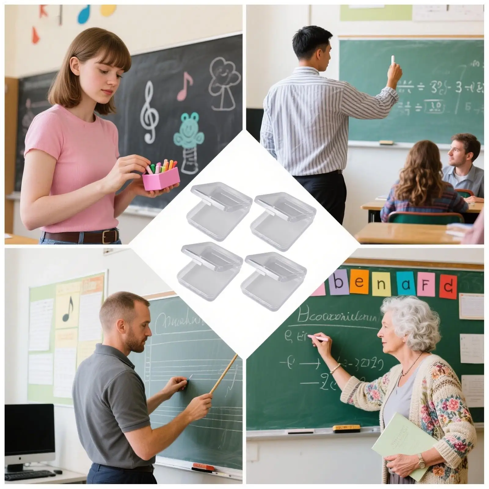 

Чехол для хранения мела, контейнер для хранения мела на доске, 4-х предметный прозрачный органайзер, компактные принадлежности для обучения