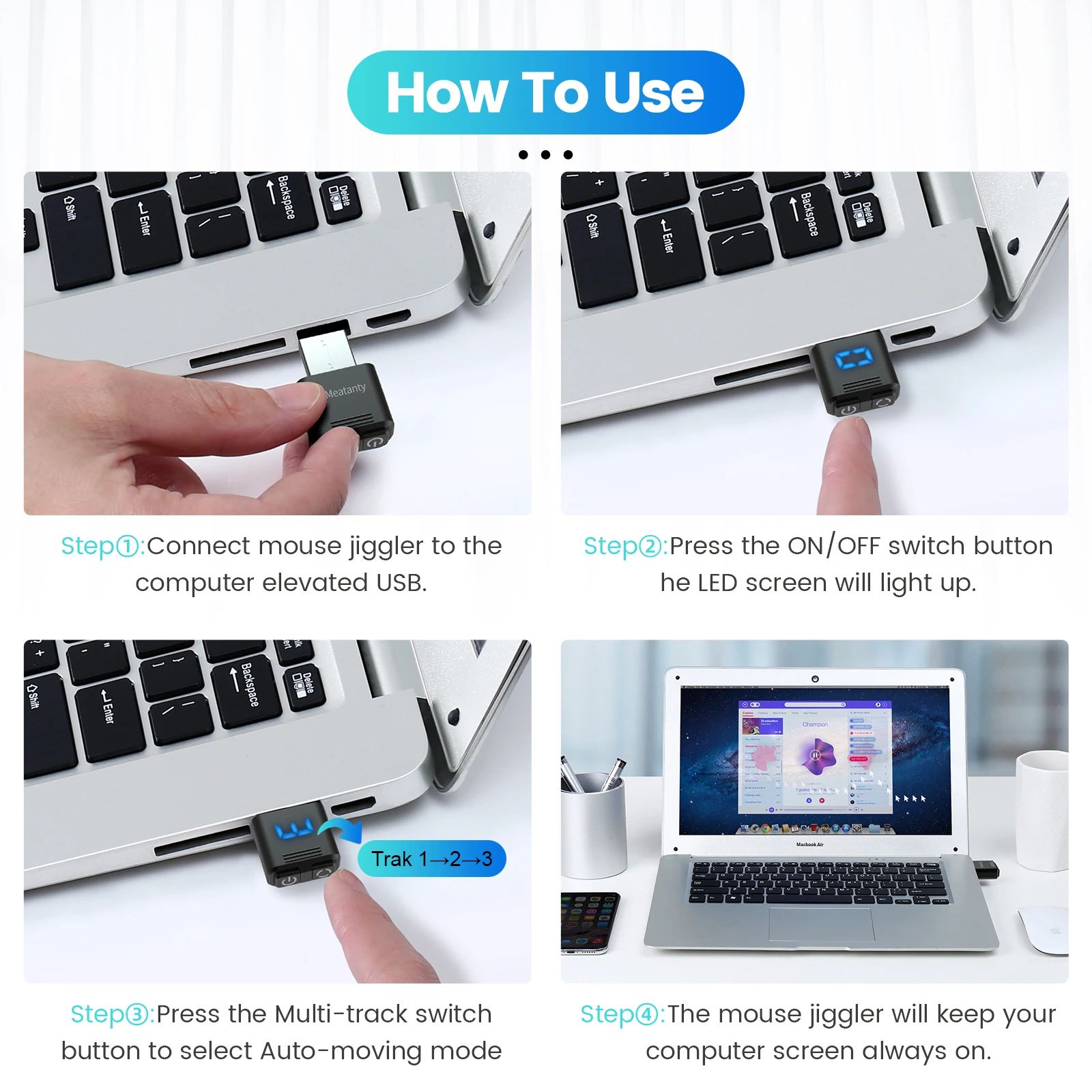 USB Mouse Jiggler Tiny Undetectable Mouse Mover with Separate Mode and ON/OFF Buttons,Digital Display and Protective