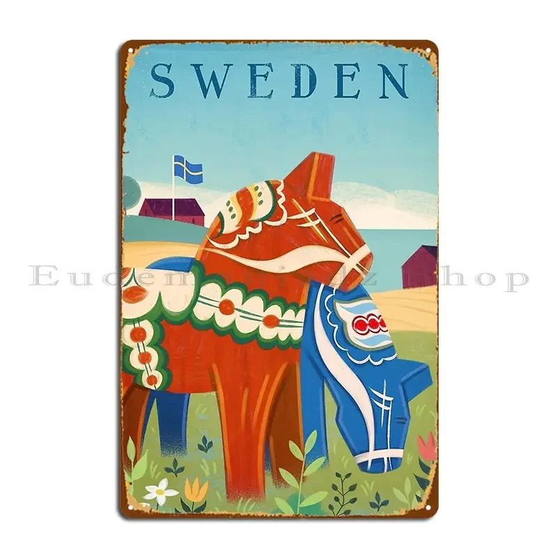 Sweden Dala Horses Metal Plaque Garage Pub Club Cinema Custom Tin Sign Poster