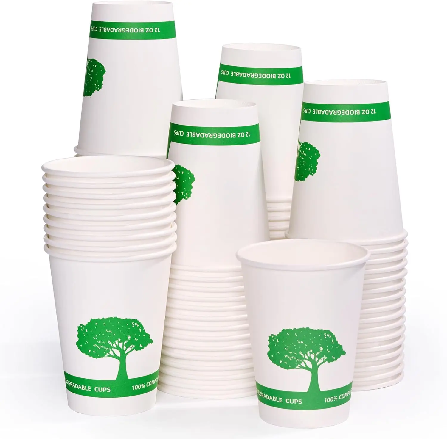

270 Pack Compostable Paper Cups, 12 oz Biodegradable Disposable Paper Coffee Cups, Eco-friendly Hot Drinking Cups for Pa