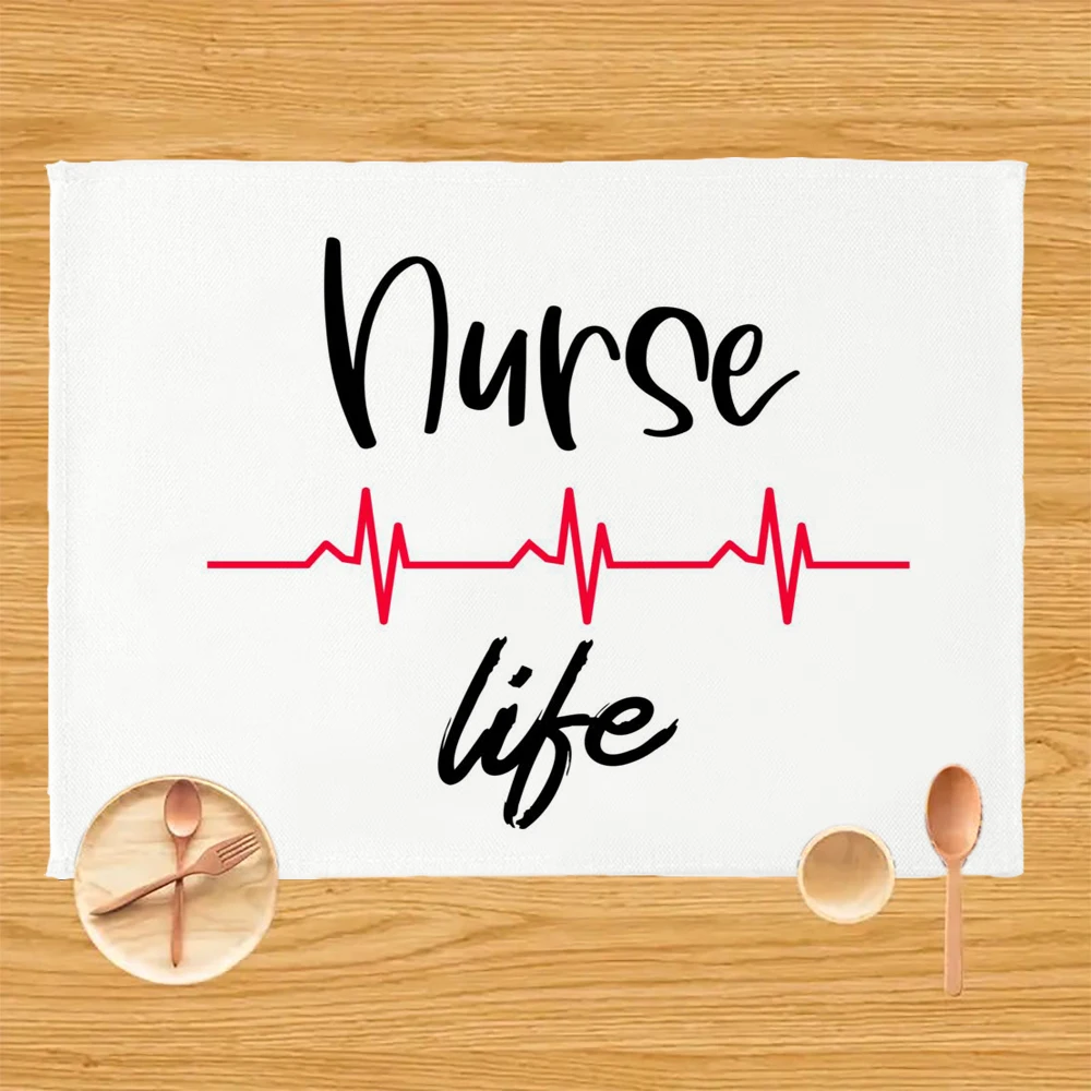 

1 шт., медсестра Life Design с красным сердцем и сердцебиением, векторная подставка для столовых приборов, коврики для обеденного стола с птицами, подставка для кролика, чаша, коврик для чашки, скатерть