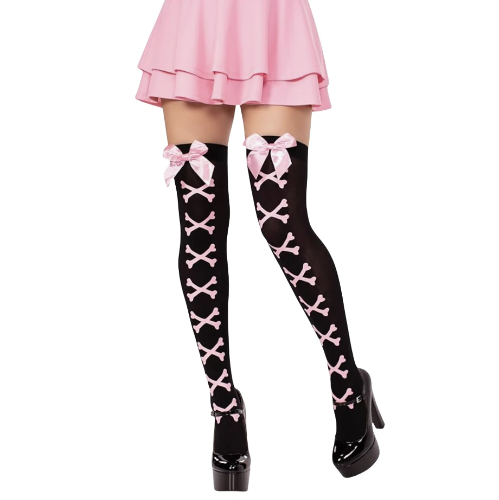

Young Cross Socks Pink Bowknot Black Velvet Stockings for Women Clothing Erotic Lingerie Sweet Girl Fashion Hosiery medias