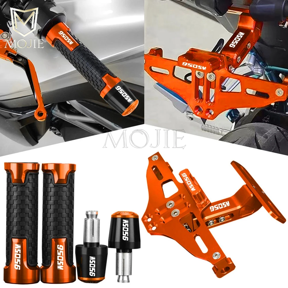 

Motorcycle License Plate Holder Bracket LED Lights Handlebar Grips Ends For 950SM 950SMR 950 SM LC8 SUPERMOTO R 2005-2009+