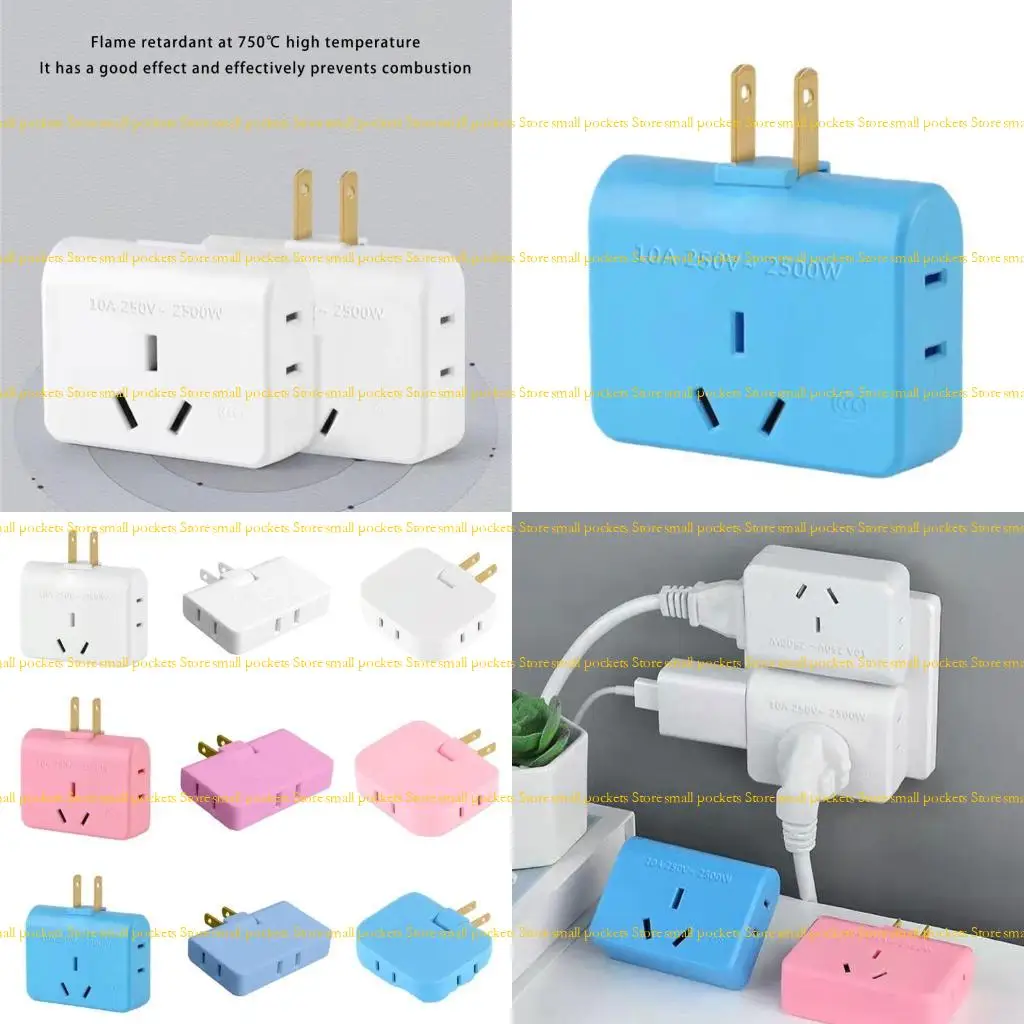 R1WD Multiple Device Power Adapter 2Pin to 3 Prong/2 Prong Conversion Plug Socket Portable Converter for Workstations Trip
