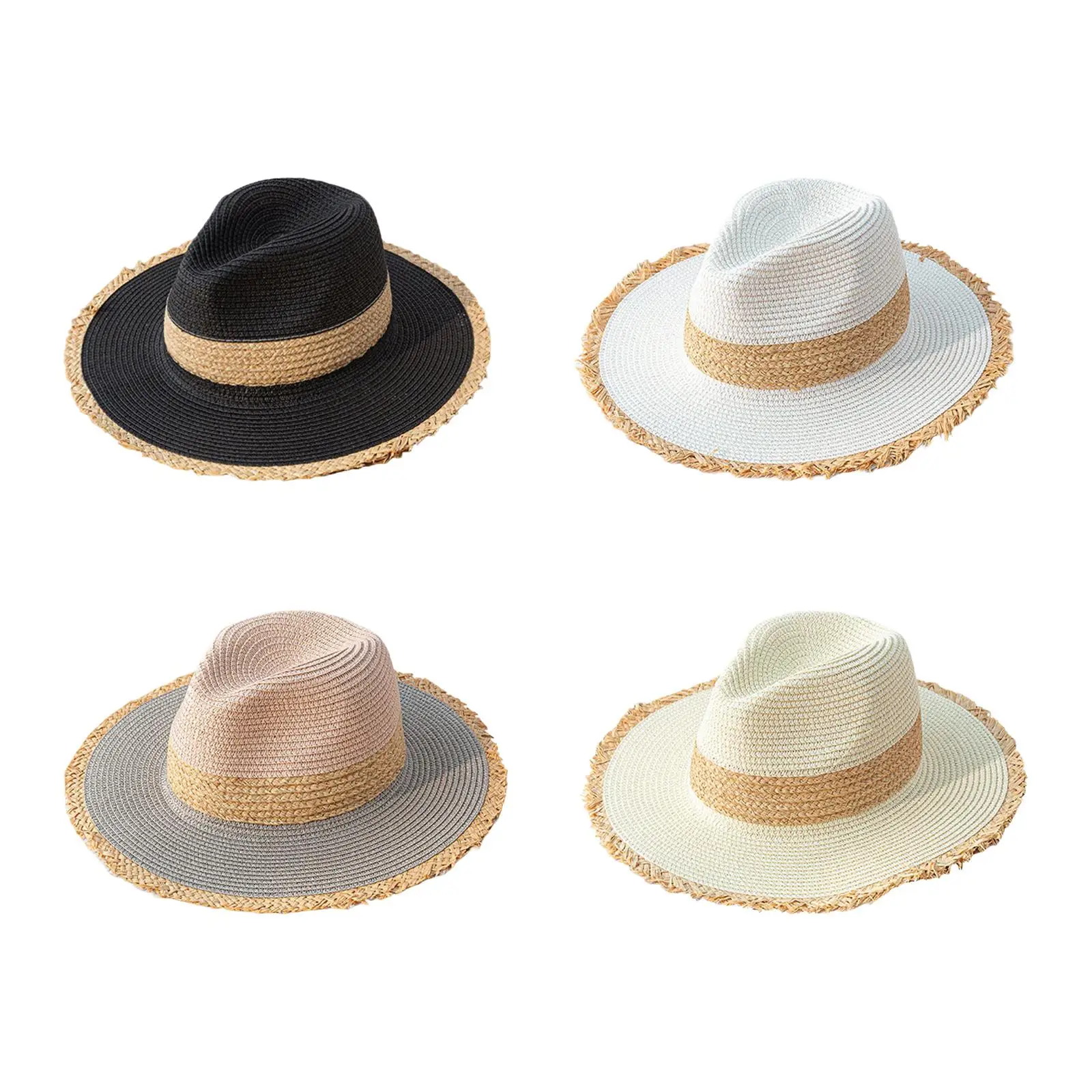 Fashion Wide Brim Cowboy Hats Panama Fedora Accessories for Gift for Travel Men Gardening Vacation