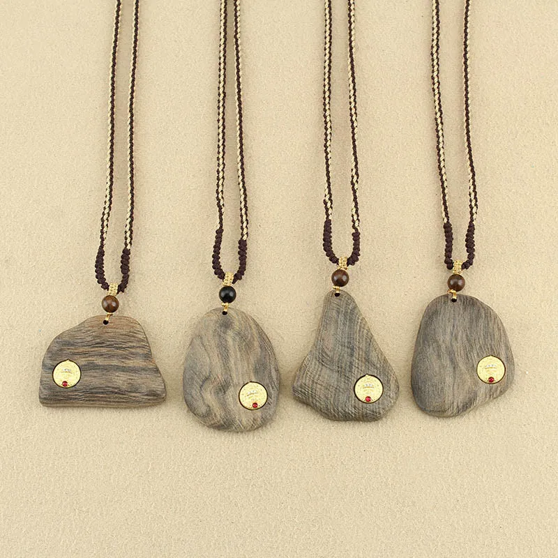 خشب الصندل غرق الكنز عشوائي المشهد سترة سلسلة الفن الرجعية الرجال النساء تنوعا قلادة طويلة مجوهرات تذكارية سياحية
