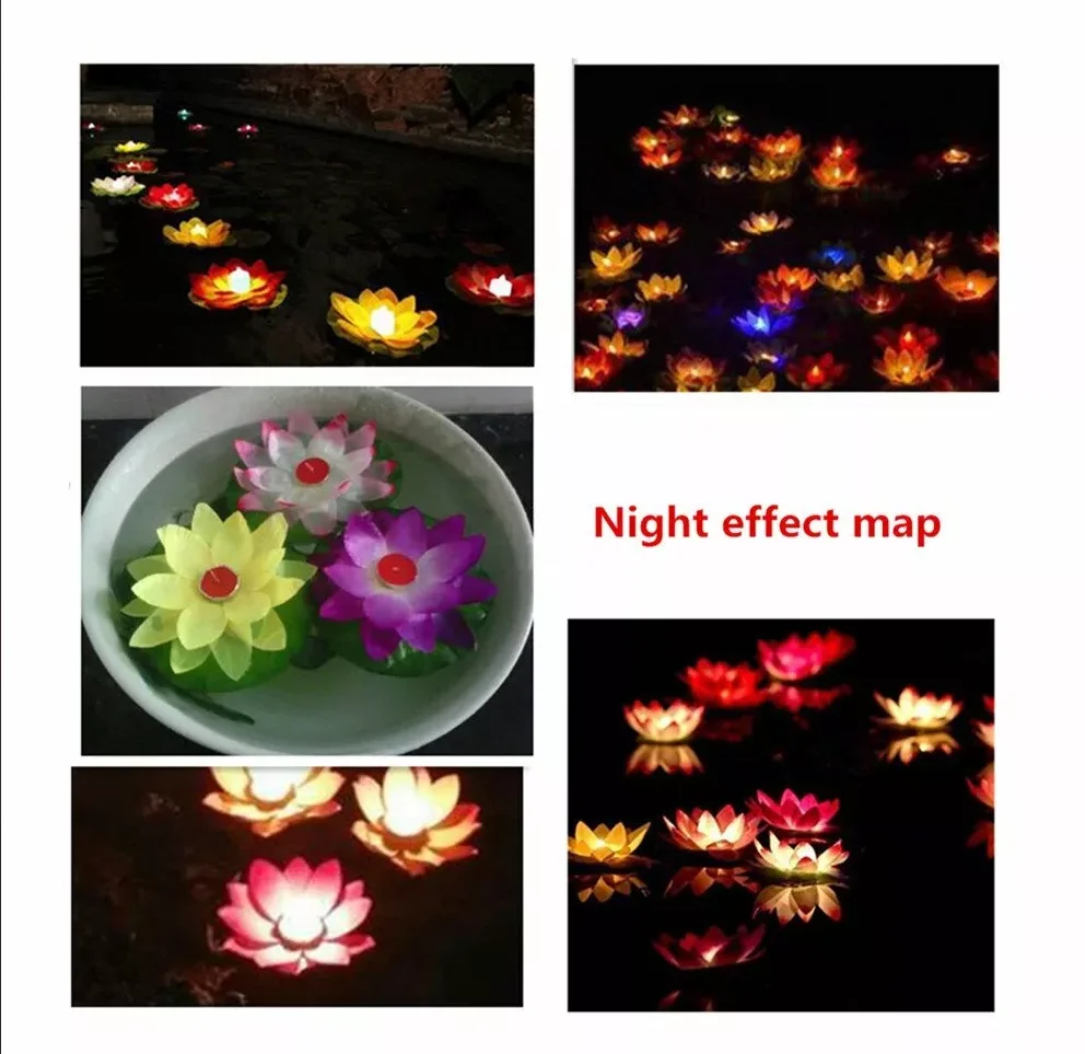 Floating Lotus Lights Water Lily Candles Light for Pool Festival Nigh 12 packs  Ahiggs (18759)