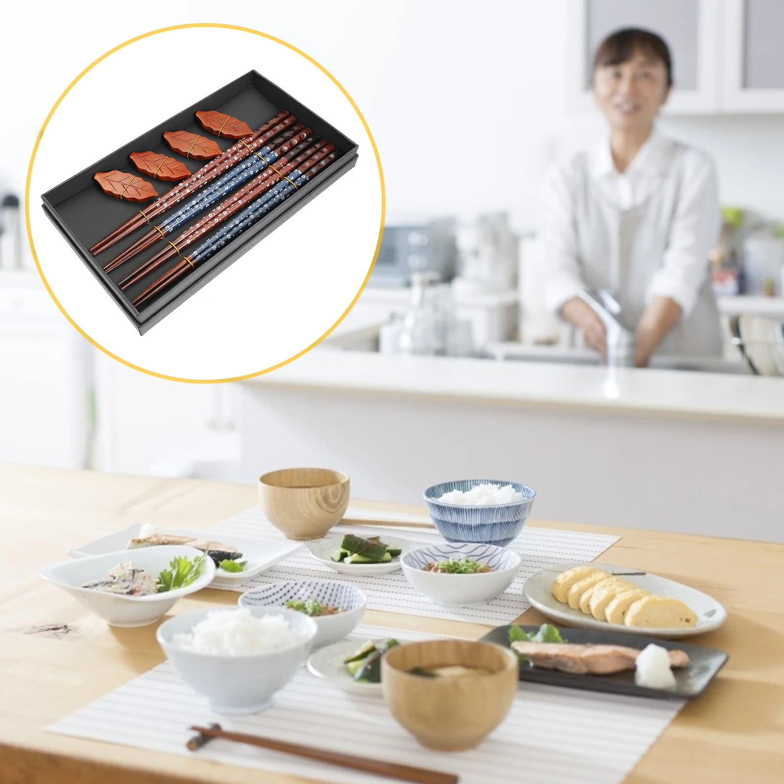 

Wooden Chopsticks Reusable Cutlery Home Daily Tableware Suite Portable Dining Accessories Holder Reusable Chopstick Storage