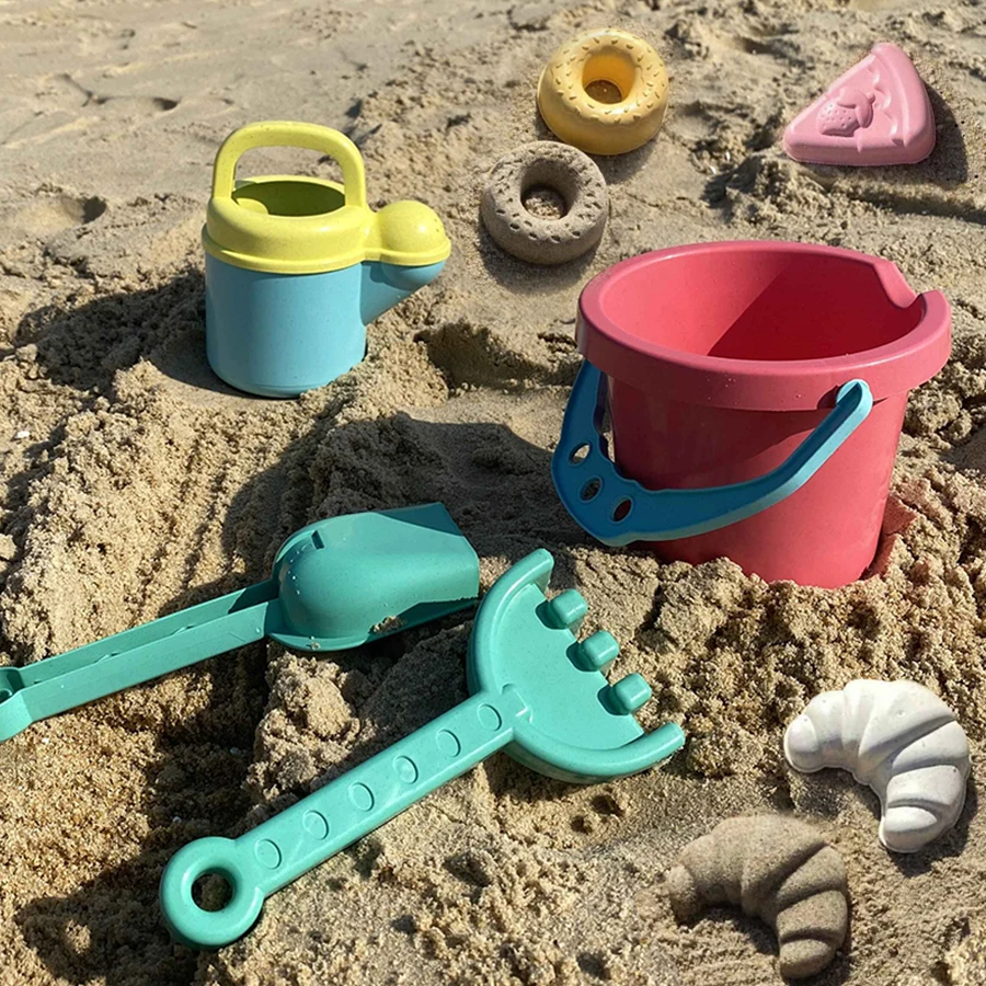 مجموعة من سبع قطع من ألعاب الشاطئ الملونة الدوبامين للأطفال ، دلو الشاطئ ، مجرفة سميكة ، أدوات حفر الرمال #1