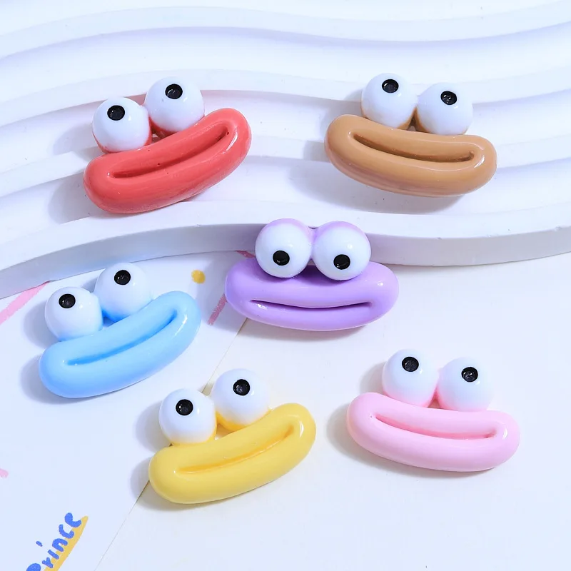 10Pcs Kawaii Cartoon Sausages Mouth Resin DIY Cream Glue  Shoes Hat Icebox Barrette Mobile Phone Case Scrapbook Flat Back Patch