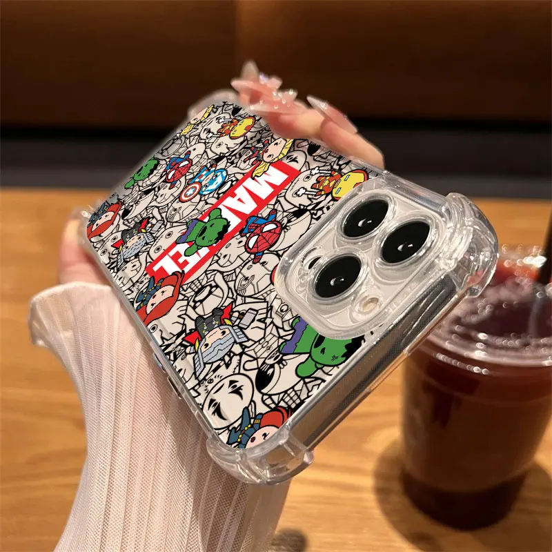 كارتون سبايدرمان غروت مارفلز وسادة هوائية مضادة للسقوط حافظة هاتف شفافة لهاتف اوبو رينو 14 رينو 13 رينو 12 11 10 8 7 Z F T Pro Plus 4G 5G #4