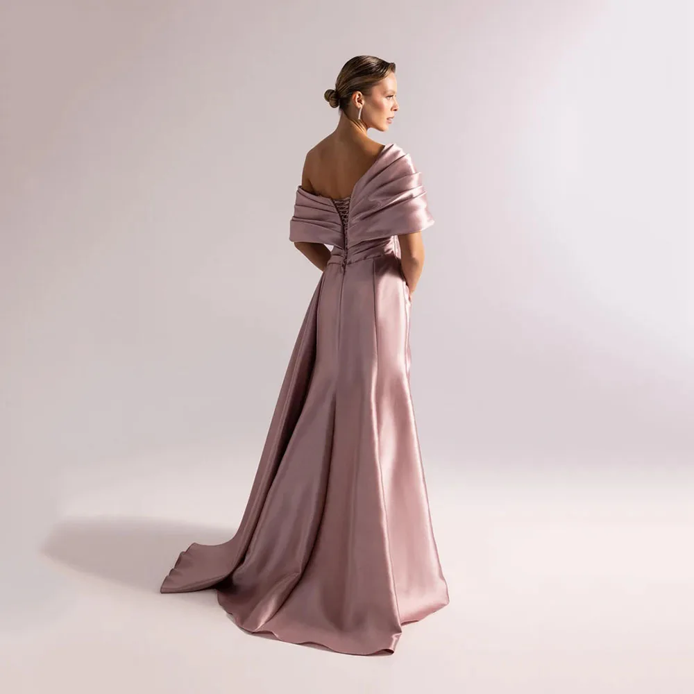 Customized Satin Long Evening Dresses Elegant Formal Occasion One Shoulder Prom Gowns Bead Crystal Floor Length Prom Dresses