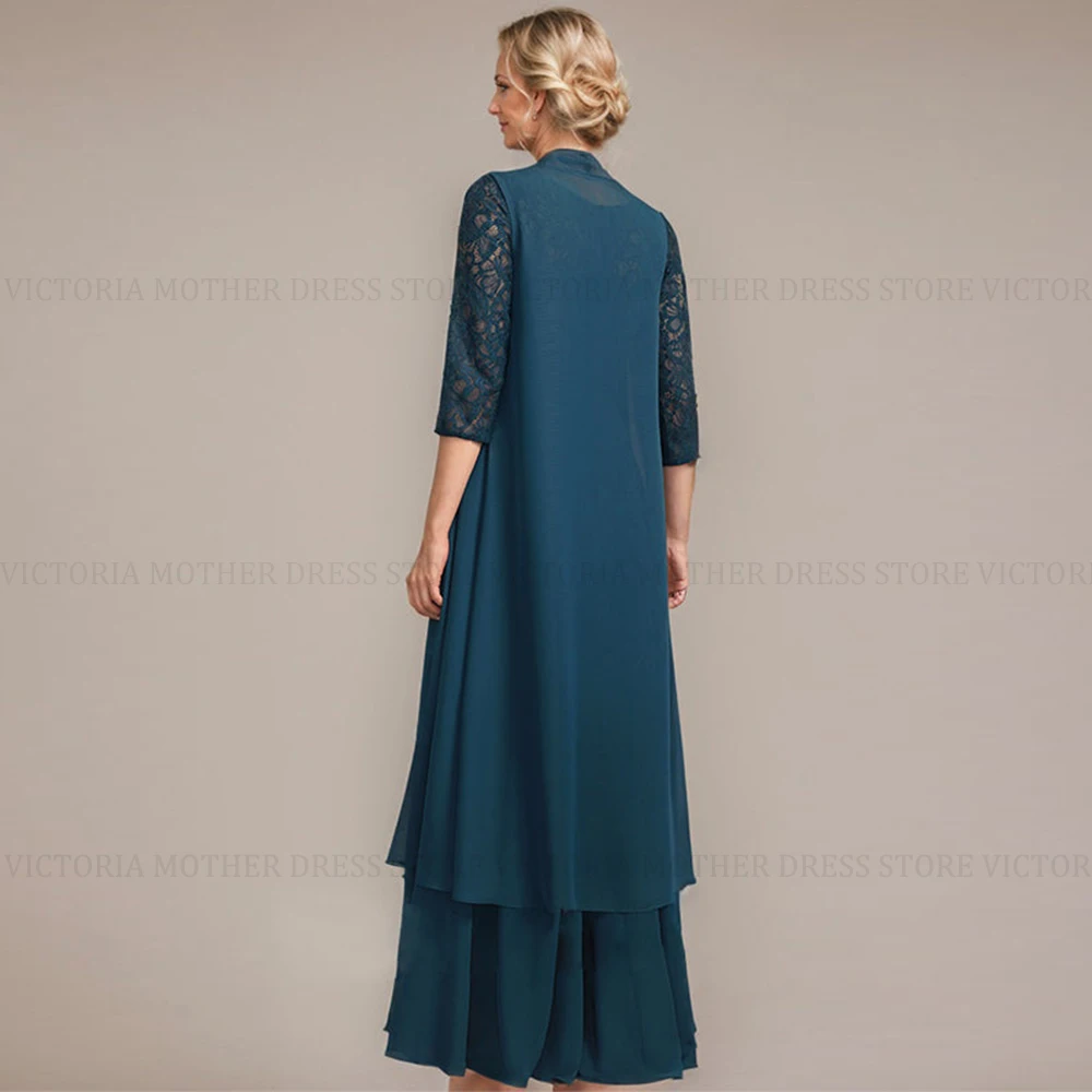 VICTORIA Two Piece Elegant Mother of the Bride Dress 2025 Customized A-line Chiffon Lace Long Wedding Guest Party Gowns Pleated