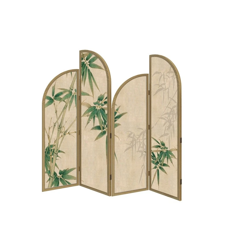 

New Chinese Zen bamboo, folded mobile partition, background decoration occlusion
