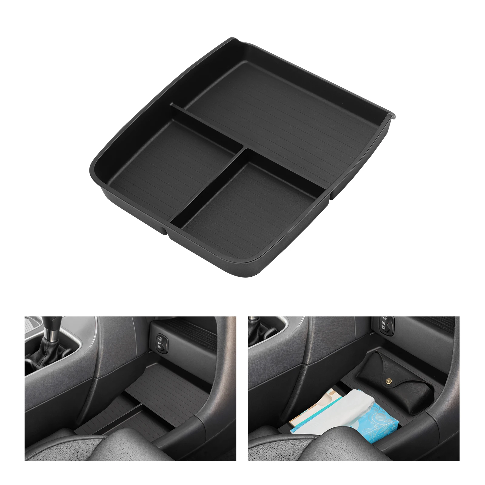 for Hyundai Palisade 2026 Center Console Lower Storage Box Car Central Tray TPE Organizer Accessories Tidying Black
