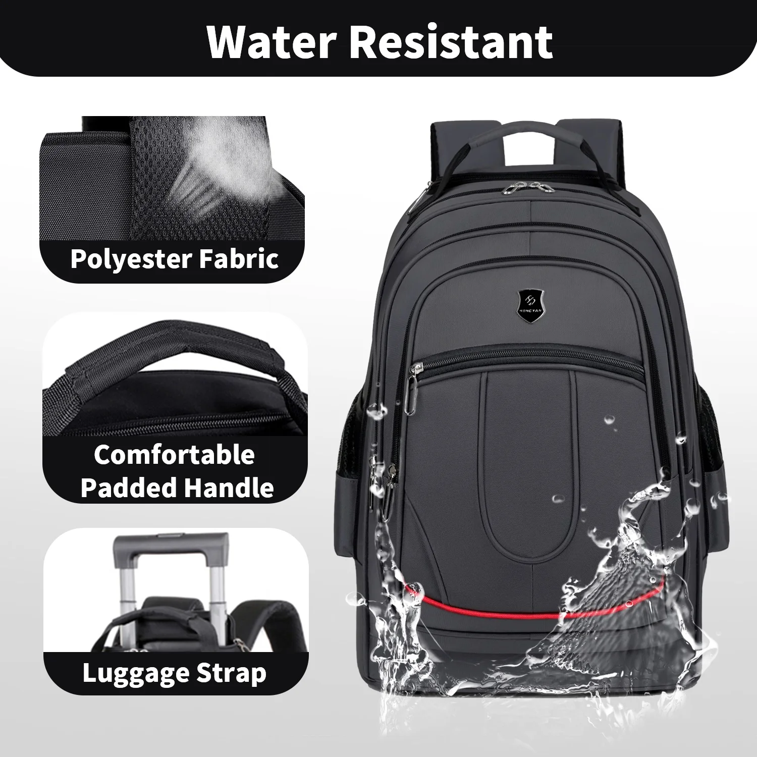 حقيبة ظهر للسفر بعجلات متعددة الوظائف للرجال حقيبة سفر المقصورة مع منفذ شحن USB حقيبة كمبيوتر محمول سعة كبيرة 35 لتر مقاومة للماء