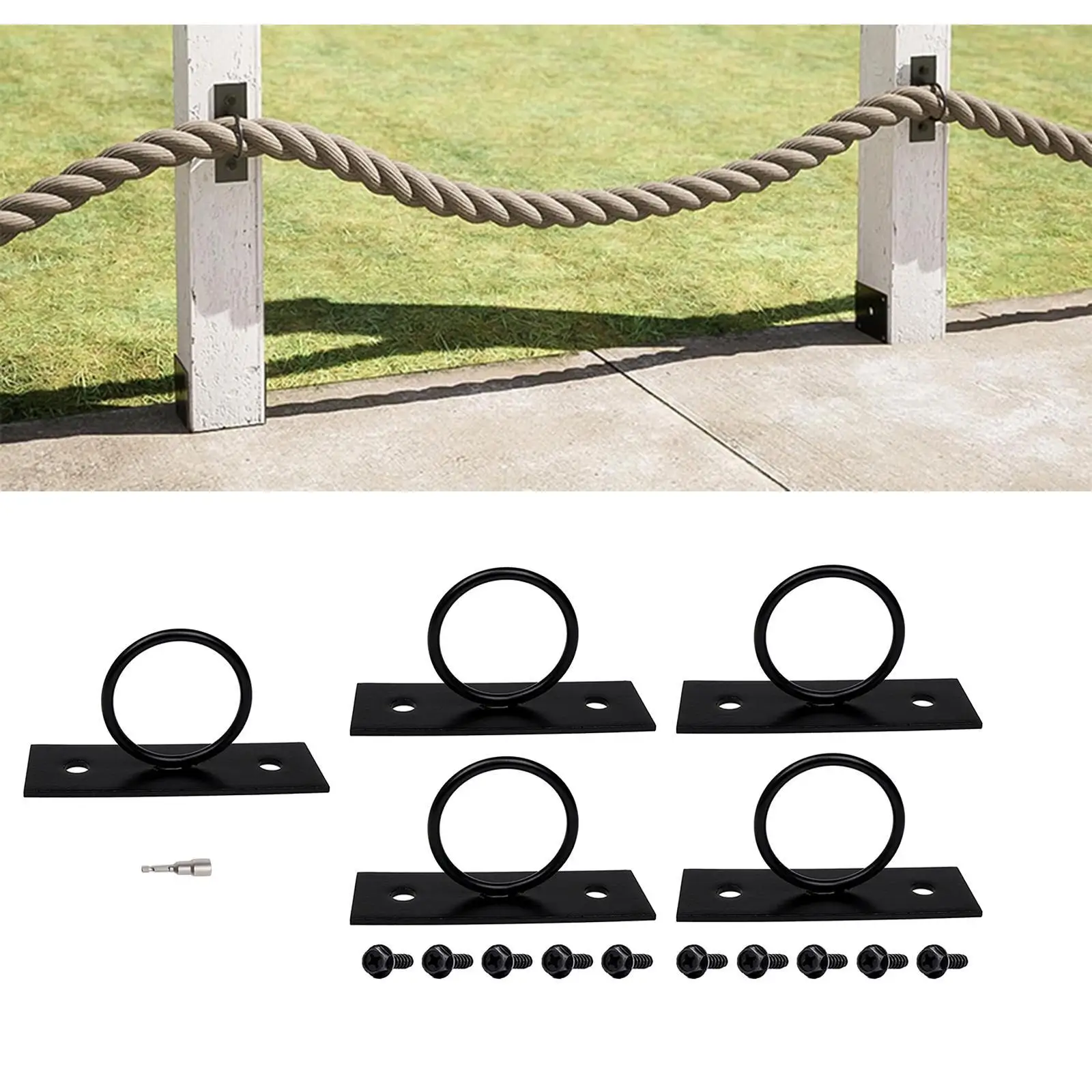 

5 шт., декоративные держатели для веревок, аксессуары 2 дюйма, простая установка, кольцевые опоры для веревок для перил, лестницы, декор из пеньковой веревки