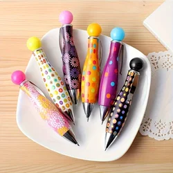 1-Piece Mini Bowling Ballpoint Pens With Colorful Floral Designs Retractable Office Stationery