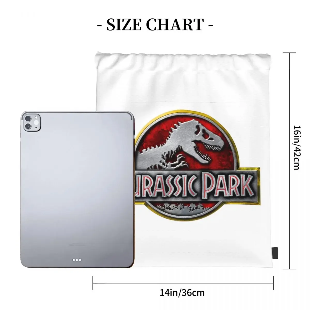 Dinosaur Jurassic Park Backpacks Casual Portable Drawstring Bags Drawstring Bundle Pocket Sundries Bag BookBag For Travel School