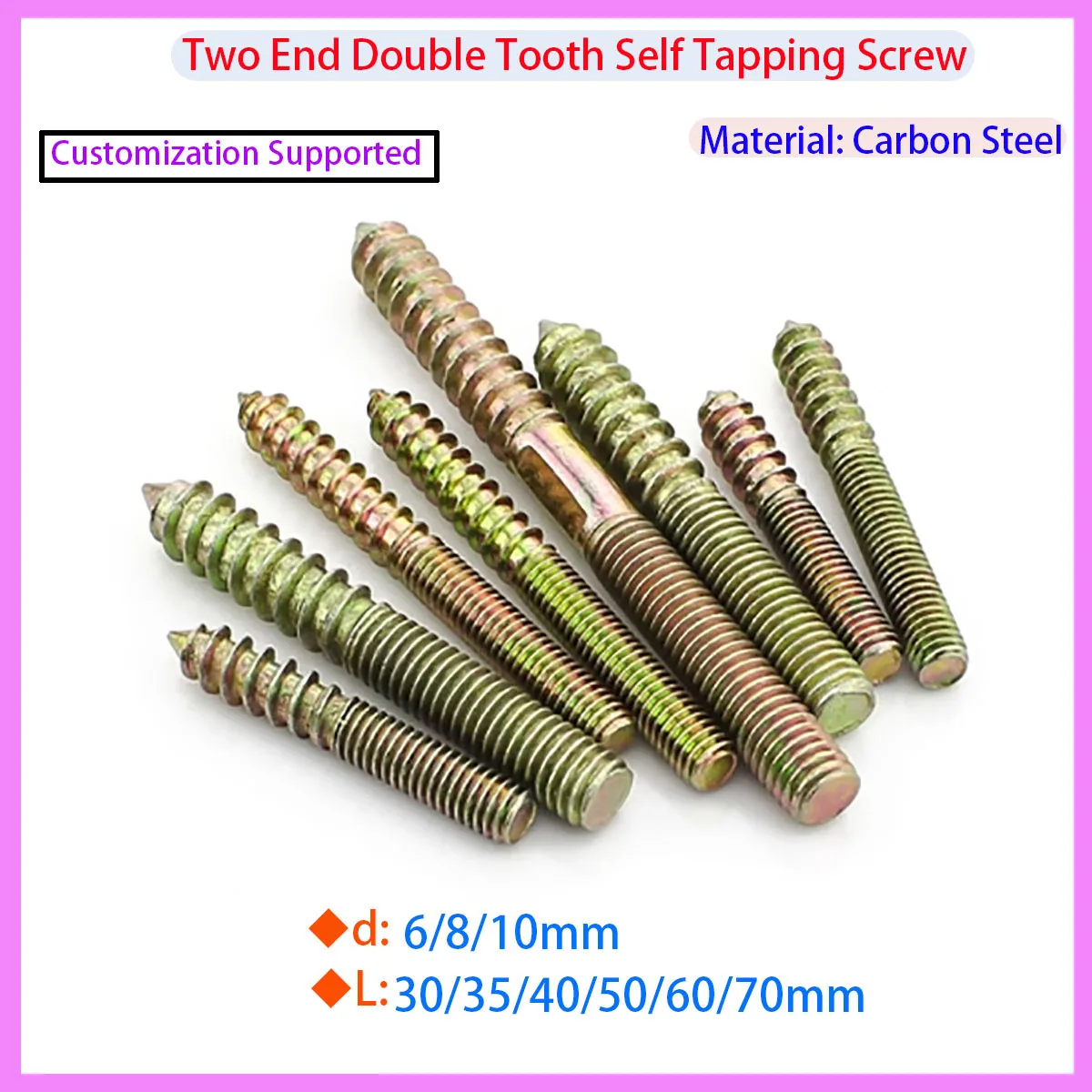 

Double Headed Furniture Fixed Self Tapping Screw, Wood Thread Bolt M6 M8 M10