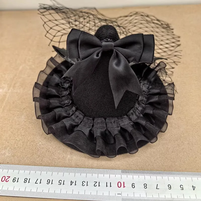 Gothic dark-themed queen bat demon with eye roses  small hat performance party accessory view 6