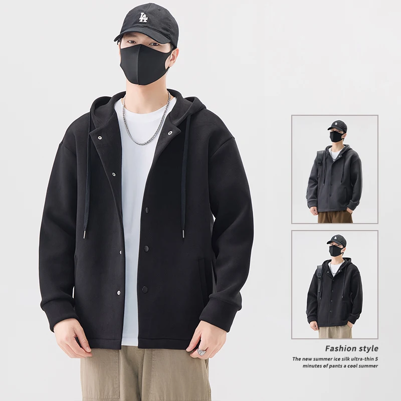 

Heavyweight 540G Ro Fce Men's Jaet Autumn Winter New 2024 Hooded Thi Warm Casual Top Polyester Fiber Long Sve