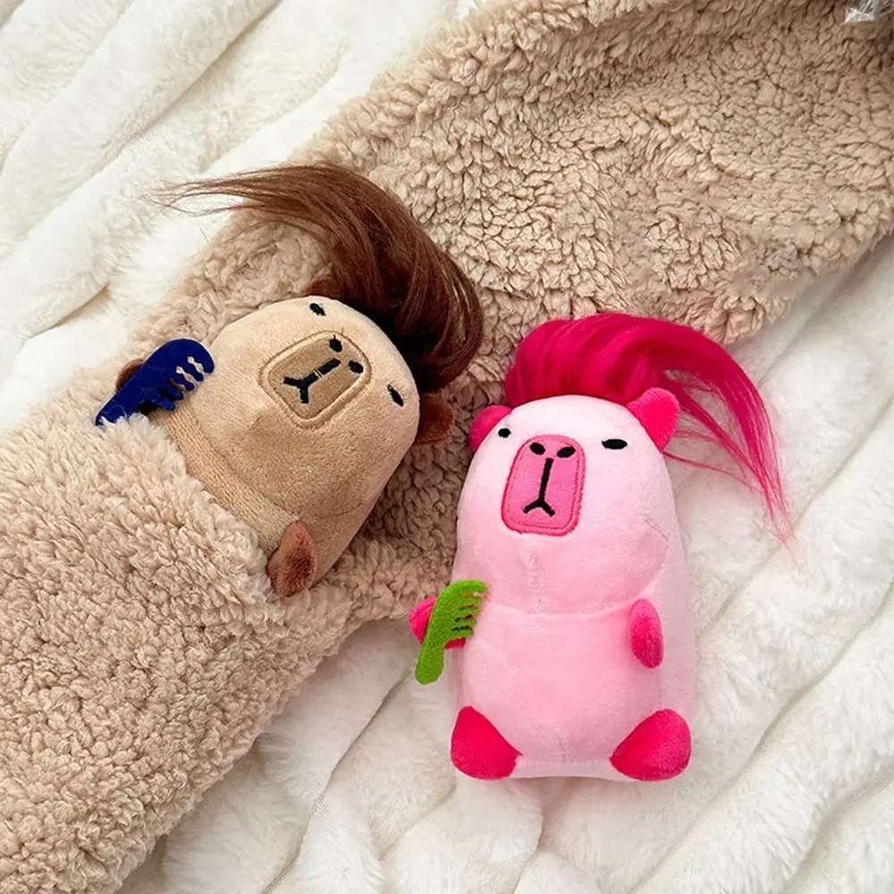 Matte Texture Long-haired Capybara Doll Pendant Hanging Bags Decor Bag Pendant Stuffed Capybara Keychain Creative Cute